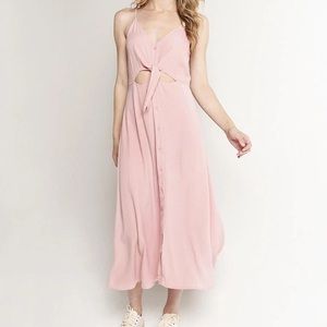 RE:NAMED VICKI PEEP MIDI DRESS Black